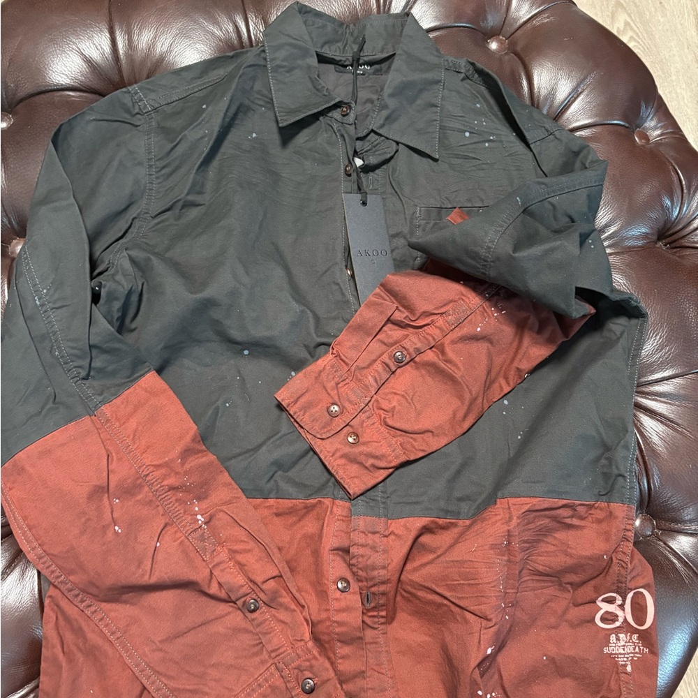Akoo Black and Rust Men's Shirt Jacket